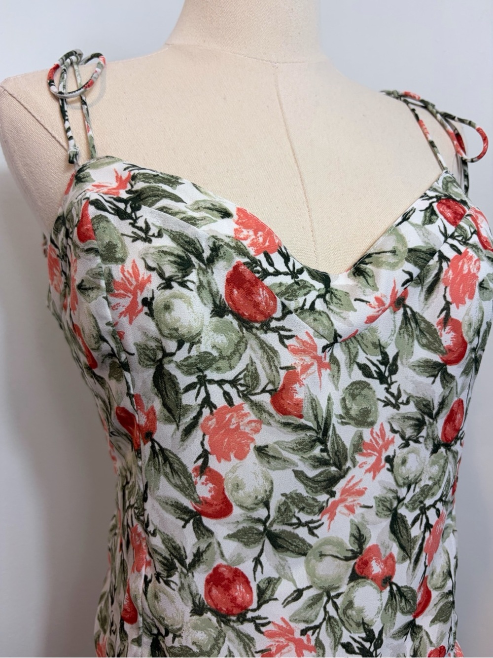 Abercrombie & Fitch Tie Strap Cami Tank Fruit Smocked